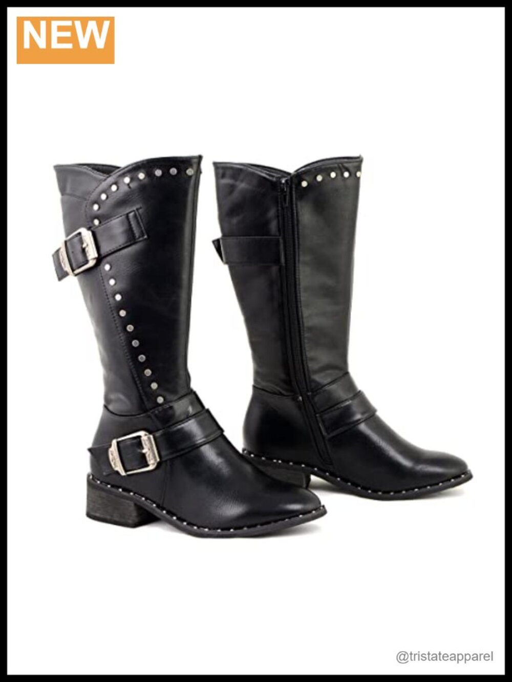 Women's Studded Fashion Casual Boots Faux Leather Ankle Bootie Side Zipper